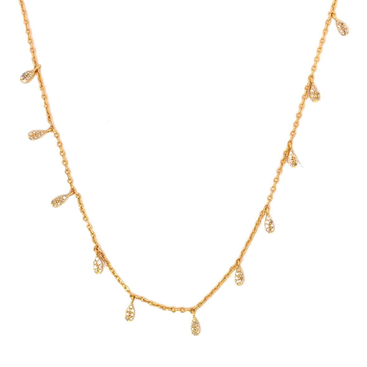 GF Pave Tear Drop Station Necklace