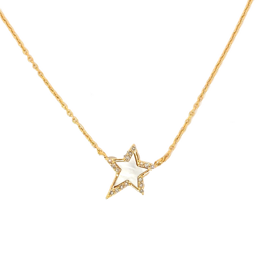 GF White Mother of Pearl Pave Star Necklace