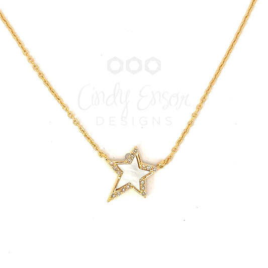 GF White Mother of Pearl Pave Star Necklace