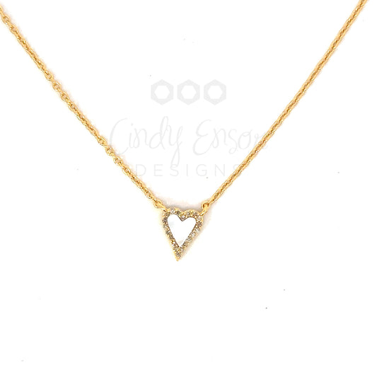 GF White Mother of Pearl Pave Tiny Heart Necklace