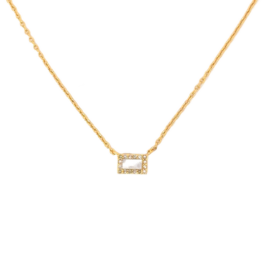 GF White Mother of Pearl and Pave Rectangle Necklace