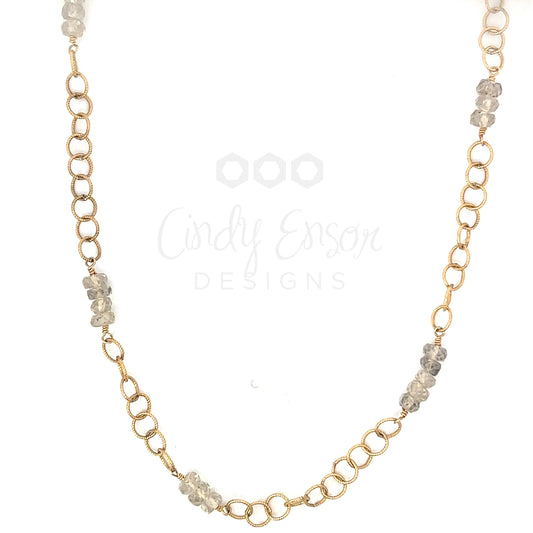Gold Filled Small Circle Chain Necklace with Citrine Accents