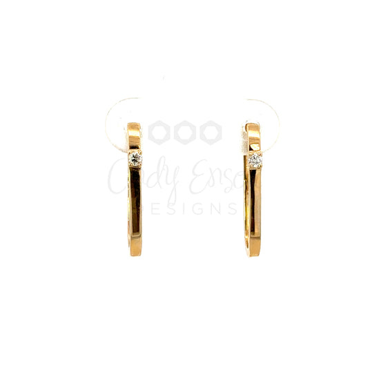 Paper Clip Earring with Single Diamond Accent