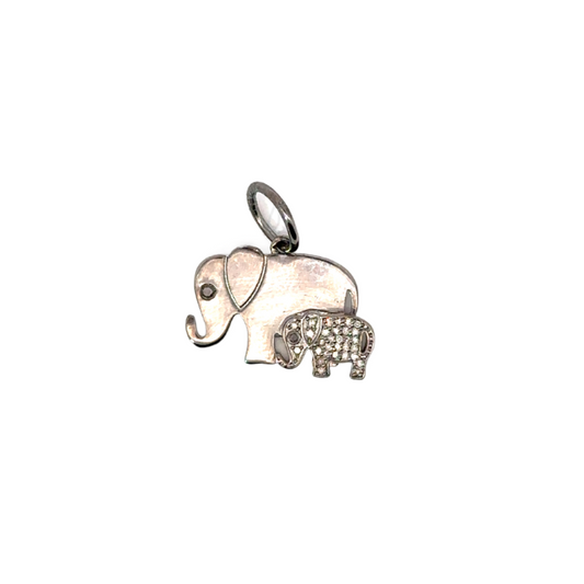 Pave Diamond Double Elephant Pendant