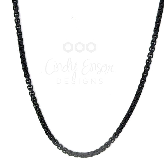 Men's Small Black Stainless Steel Box Chain