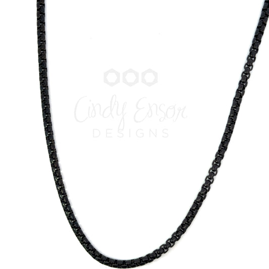Men's Large Black Stainless Steel Box Chain