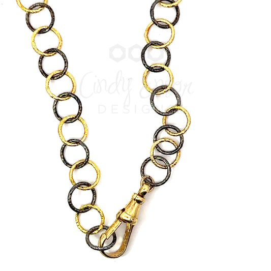 Mixed Metal Vermeil 24" Circle Chain with GF Vintage Fob Clasp