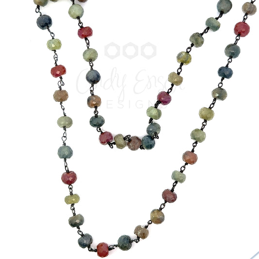 36" Multi Sapphire Chain Necklace