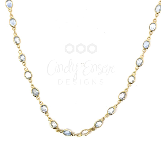 Light Blue Bezeled Sapphire Necklace