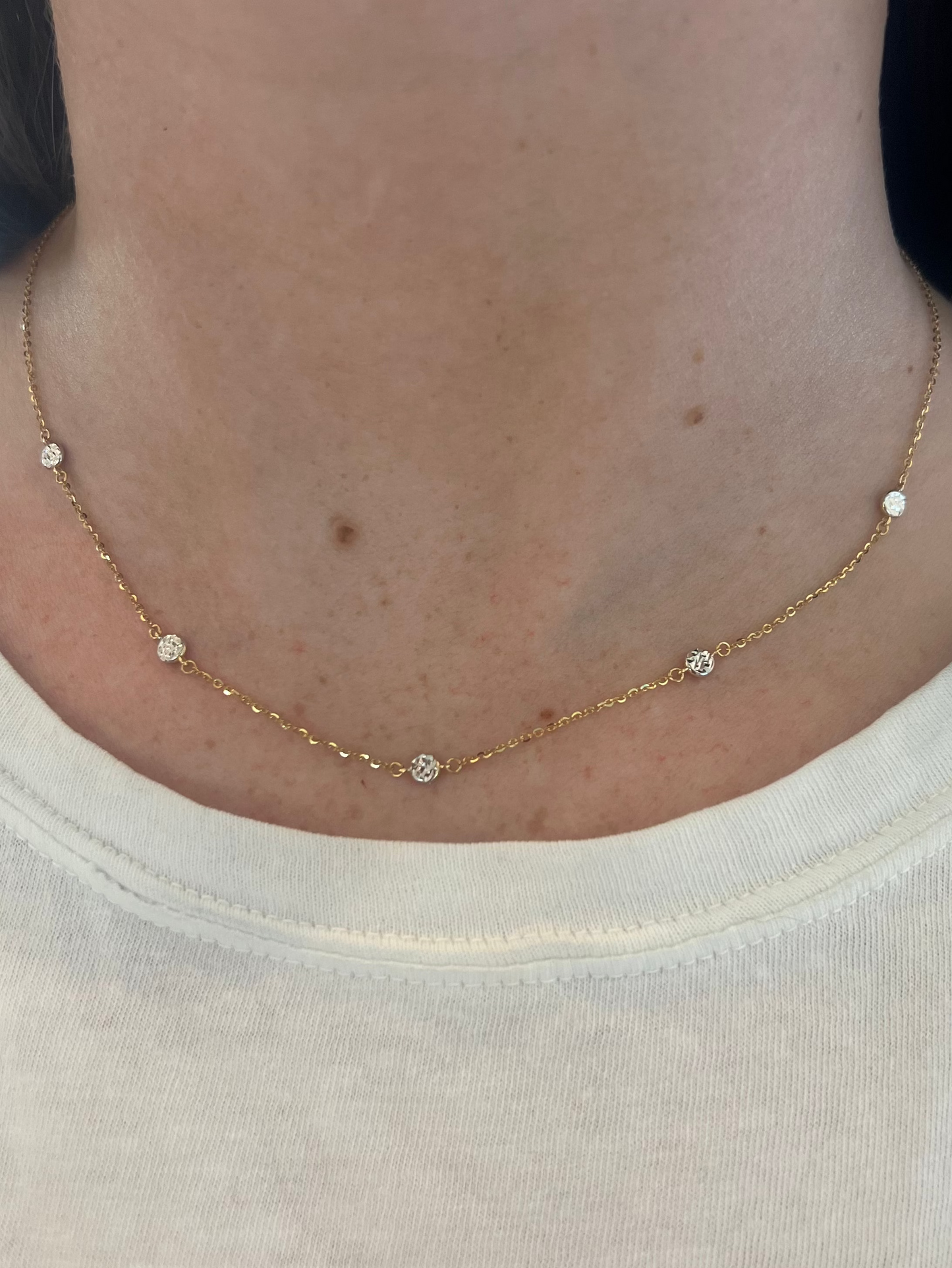 Two Tone Circle Station Necklace