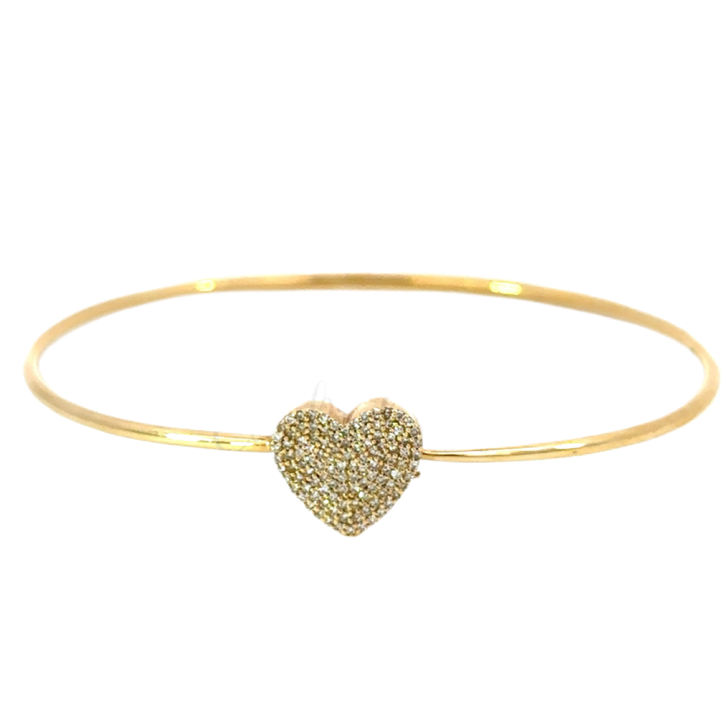 Thin Wire Pave Diamond Heart Bracelet