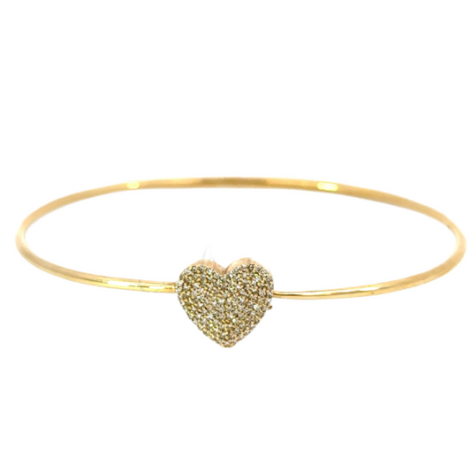 Thin Wire Pave Diamond Heart Bracelet