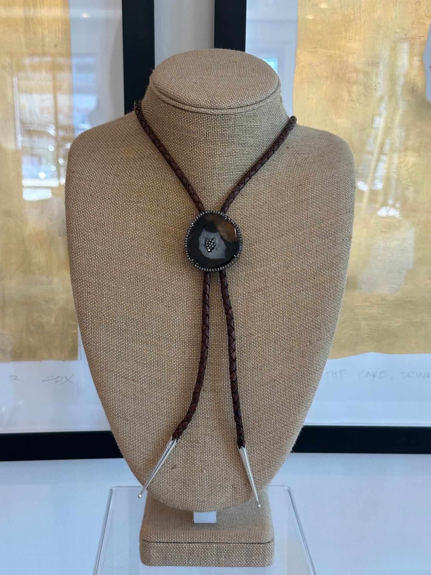 Sterling Silver Druzzy Bolo Tie