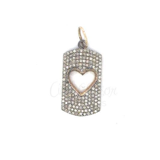 Mixed Metal Cut Out Heart Dog Tag Pendant