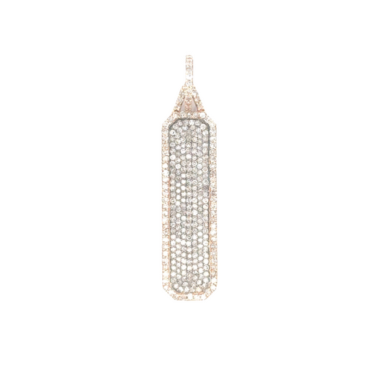 Mixed Metal Pave Diamond Rectangle Pendant