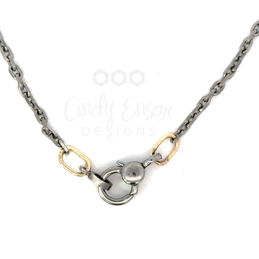 Sterling Silver Lobster Chain with Yellow Gold Accents