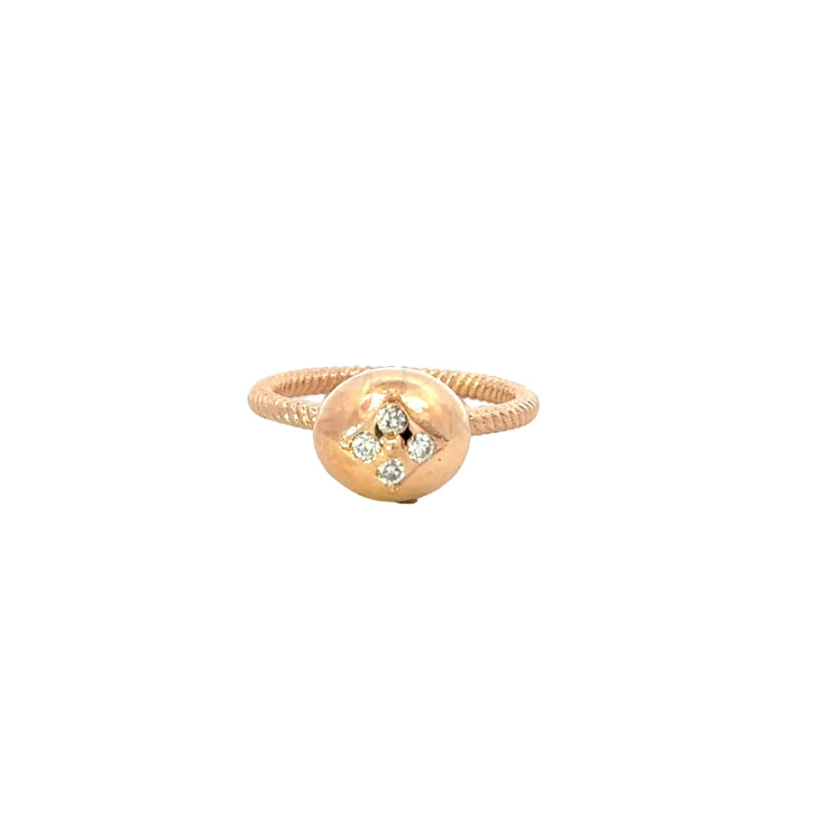 Gold Bubble Ring with Twist Band and Diamonds