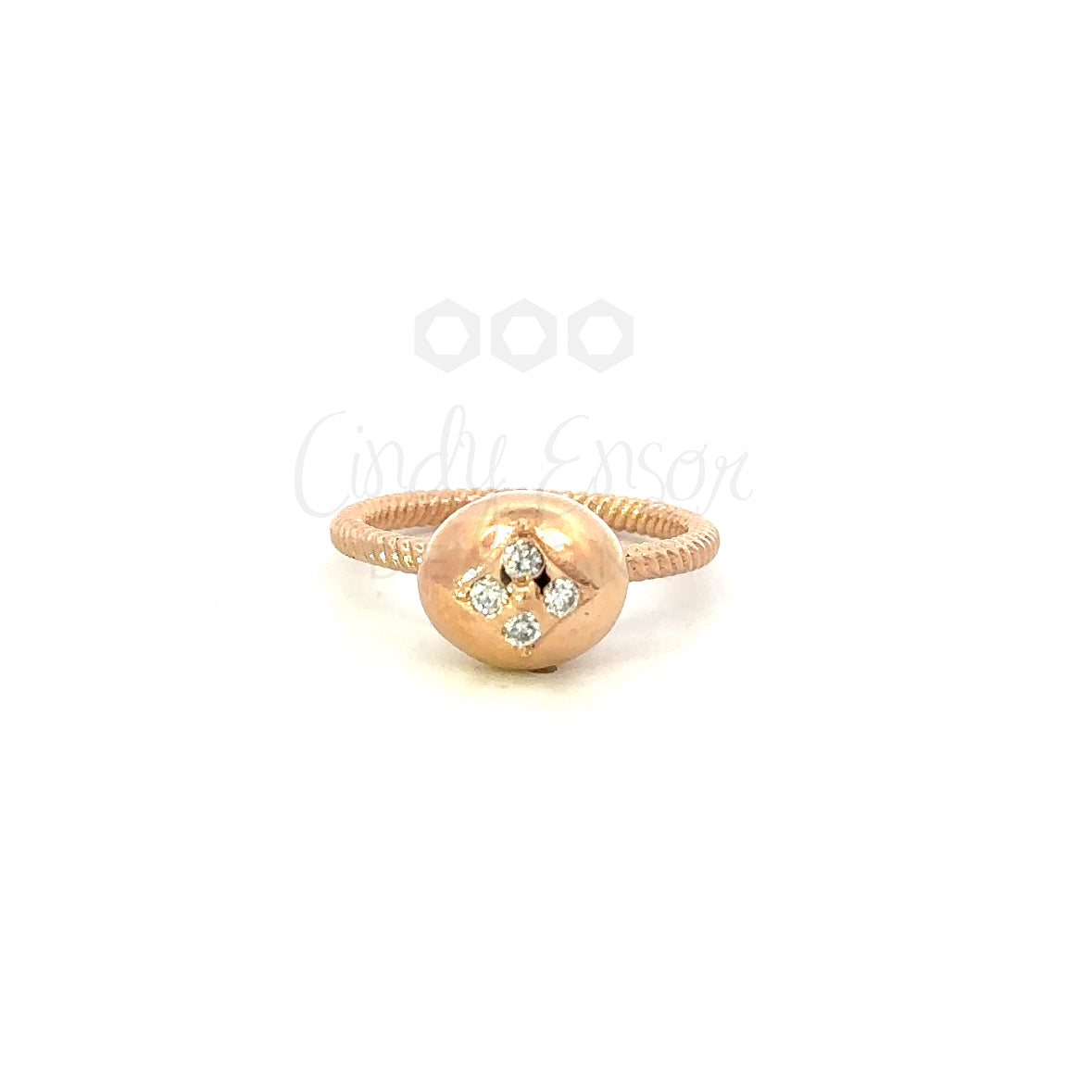 Gold Bubble Ring with Twist Band and Diamonds