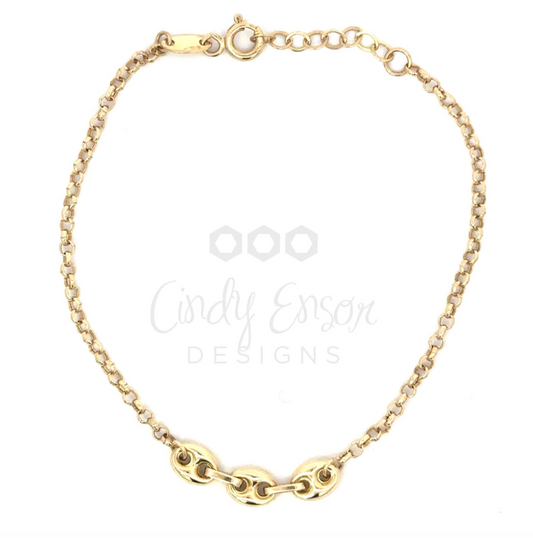 Rolo Chain Bracelet with 3 Gold Accents