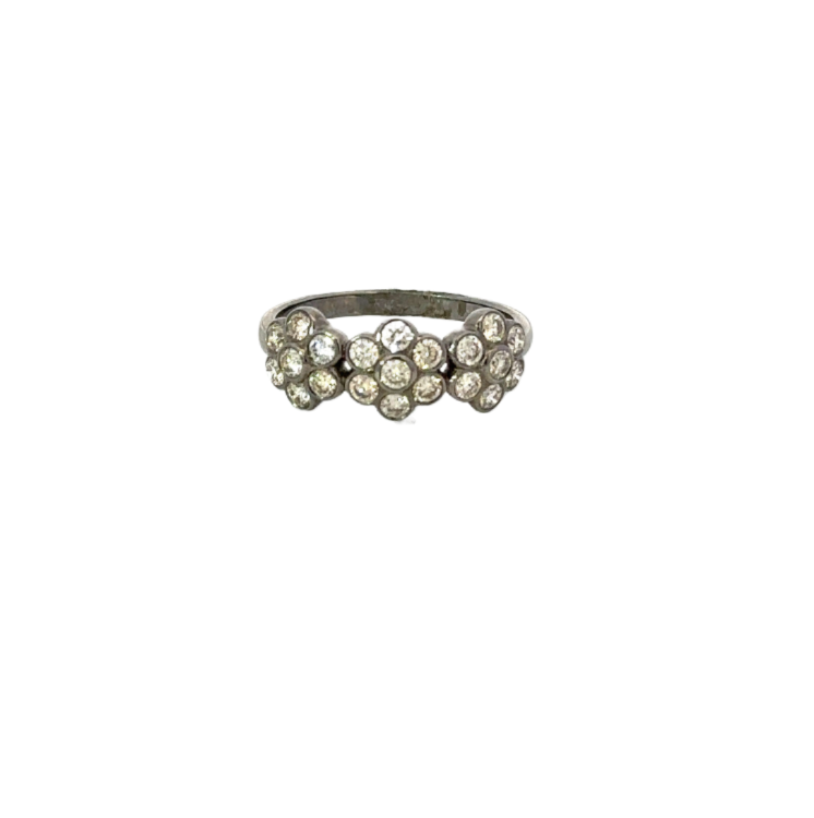 Triple Diamond Flower Ring