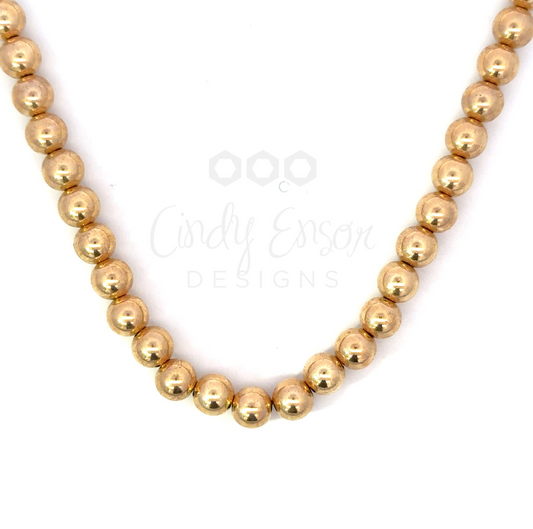 Yellow Gold Filled 5mm Beaded Chain Necklace