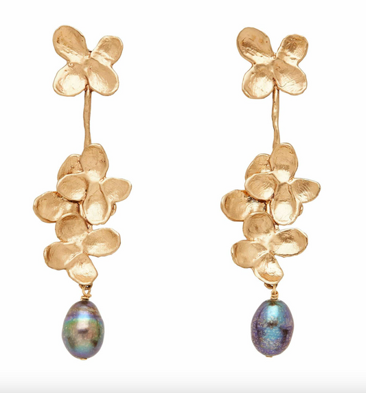 Julie Cohn Hydrangea Blossom Bronze Grey Pearl Earring
