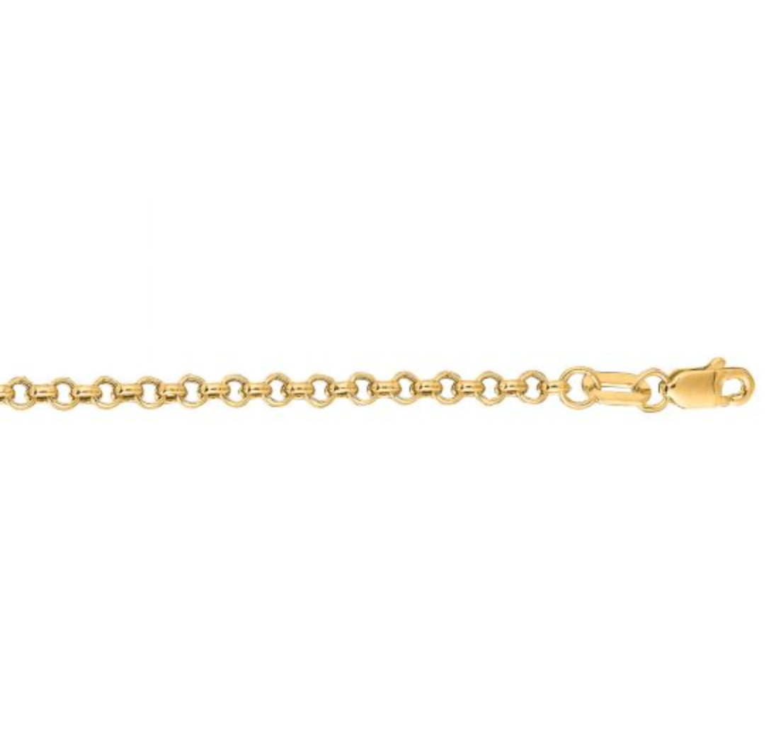 14K Gold 2.5mm Lite Rolo Chain Bracelet