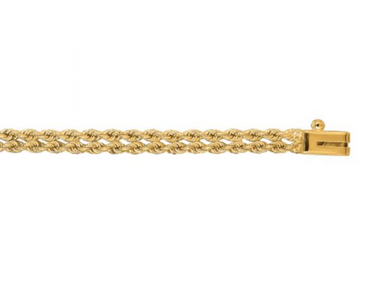 14K Gold 3.9mm Multi-Row Rope Chain Bracelet