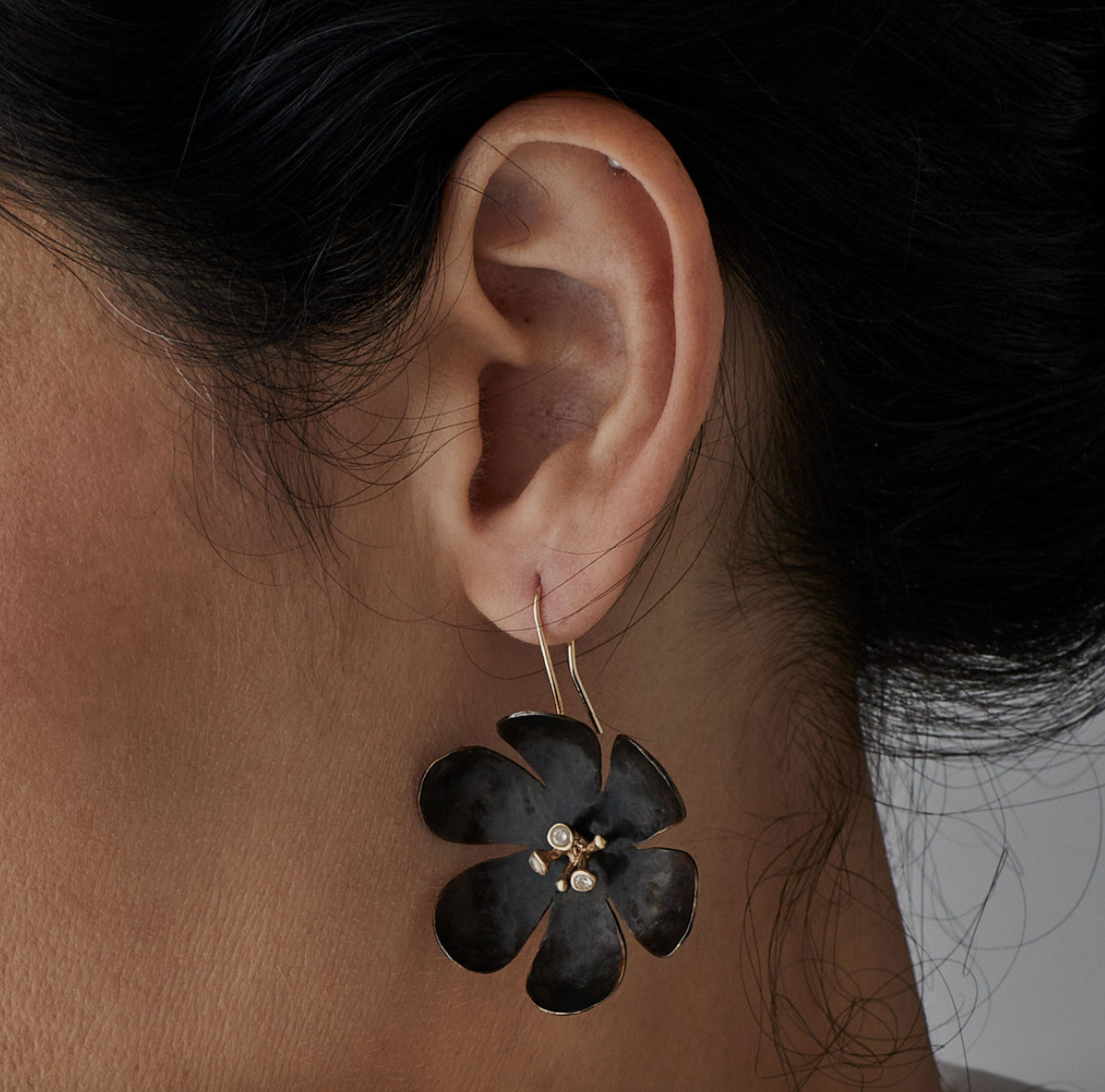 Julie Cohn- Hellebore Black Bronze Earring