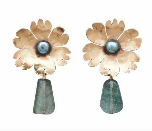 Julie Cohn Carnation Aquamarine Bronze Earring