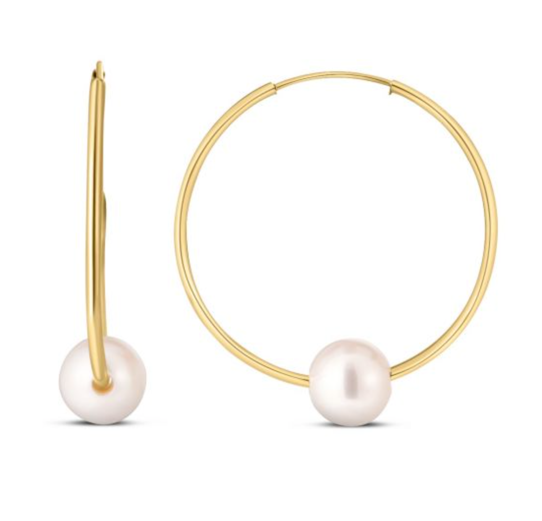 Medium Round Endless Pearl Earrings