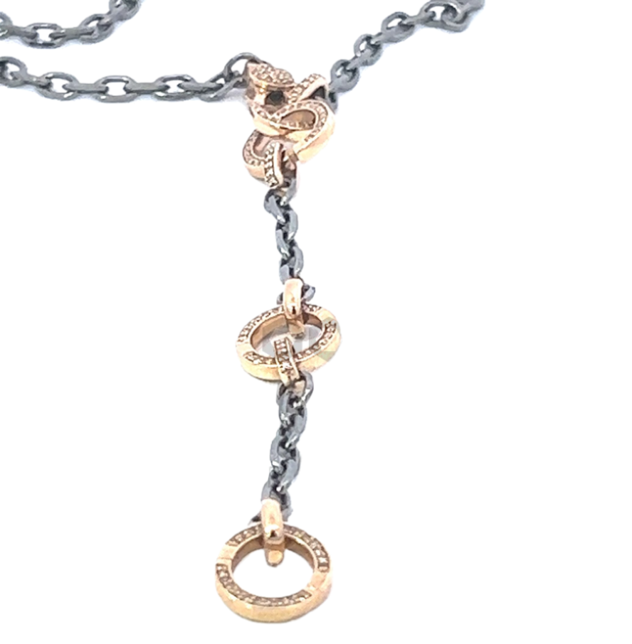 Sterling Chain with Triple Yellow Gold Pave Diamond Bail