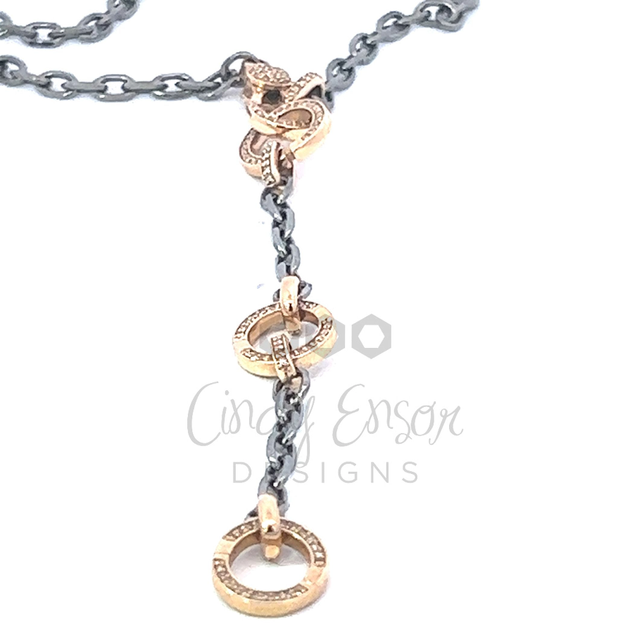 Sterling Chain with Triple Yellow Gold Pave Diamond Bail