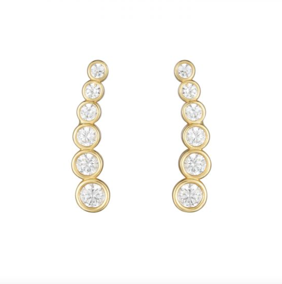 Yellow Gold Graduated CZ Ear Climber
