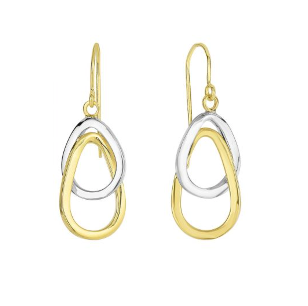 Yellow and White Gold Interlocking Oval Earring