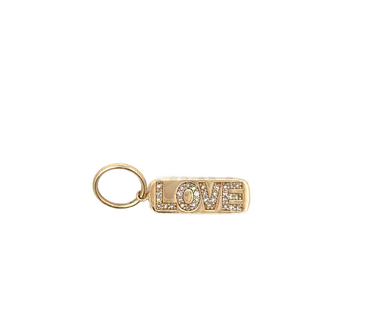 Yellow Gold Pave "Love" Charm