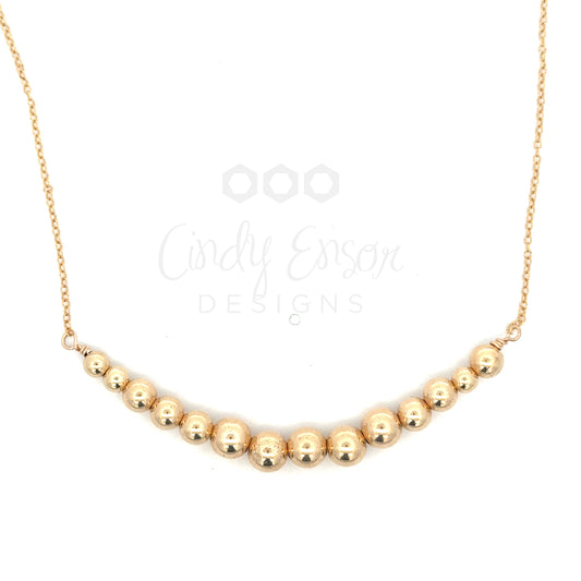 Short Gold Filled Necklace with Graduated Beads