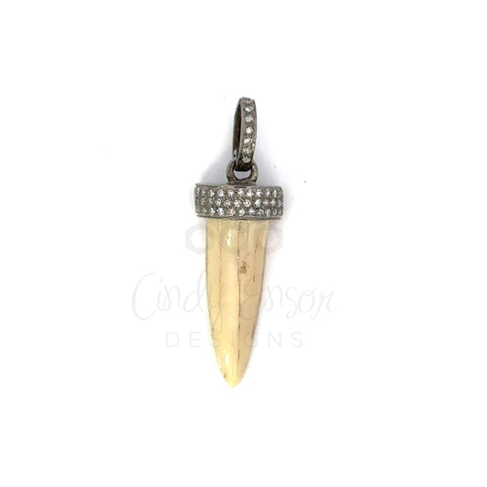 Tiny Tooth Pendant with Pave Diamond Accents