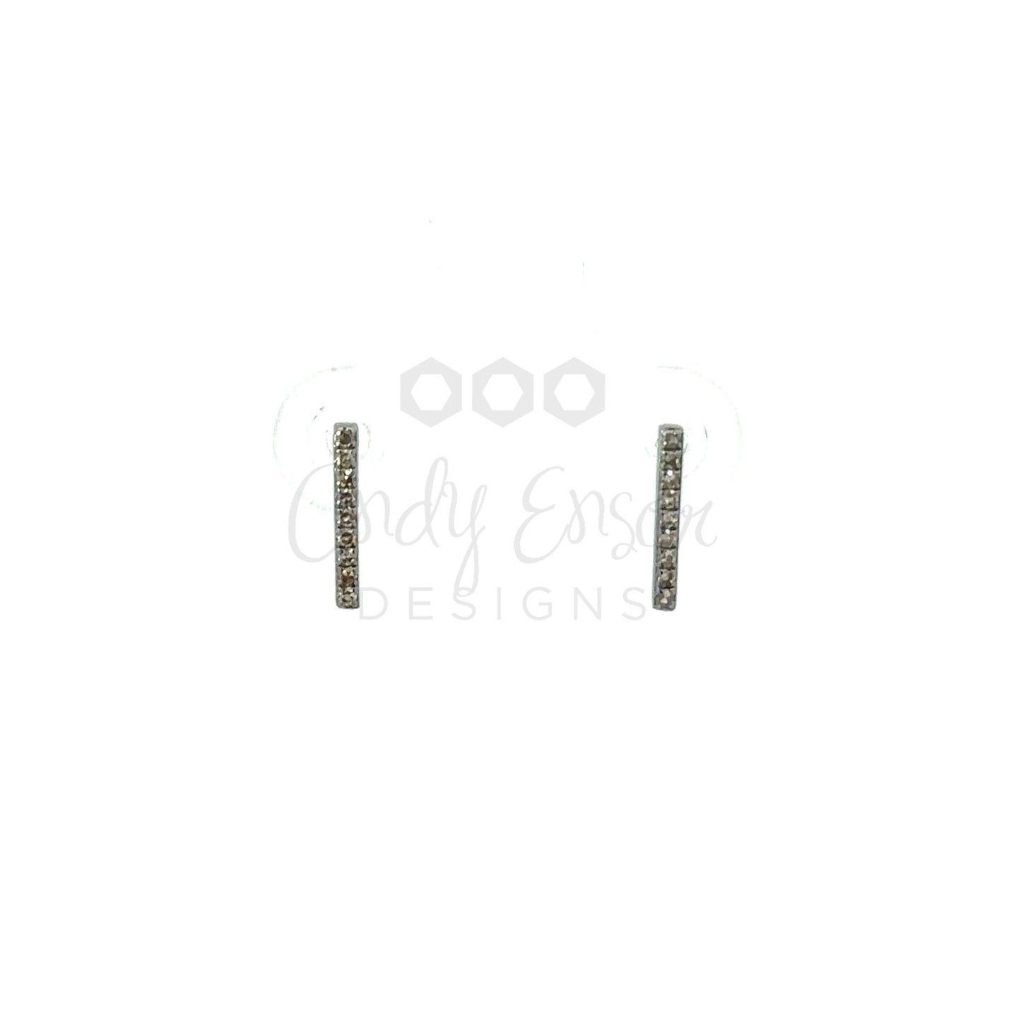 Sterling Pave Diamond Stick Stud
