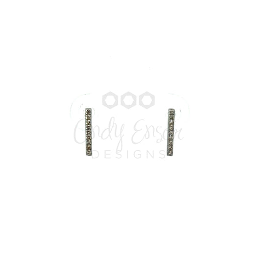 Sterling Pave Diamond Stick Stud