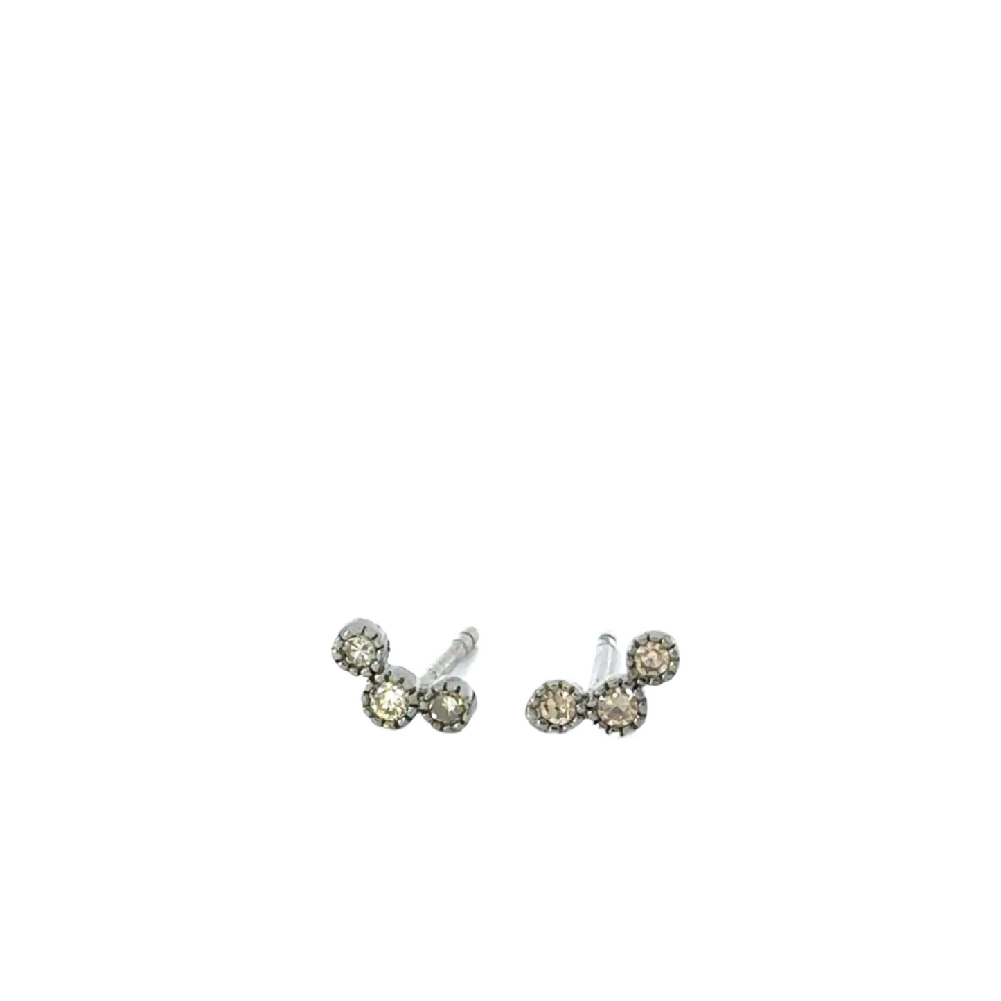 Triple Dot Diamond Milgrain Stud Earring