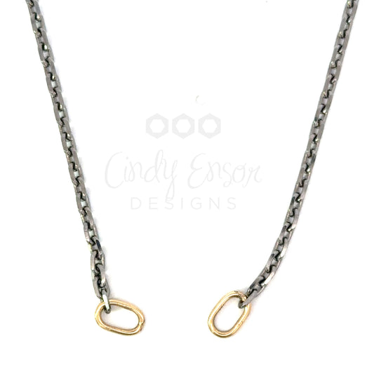 Sterling Silver Chain with Yellow Gold Open Bails