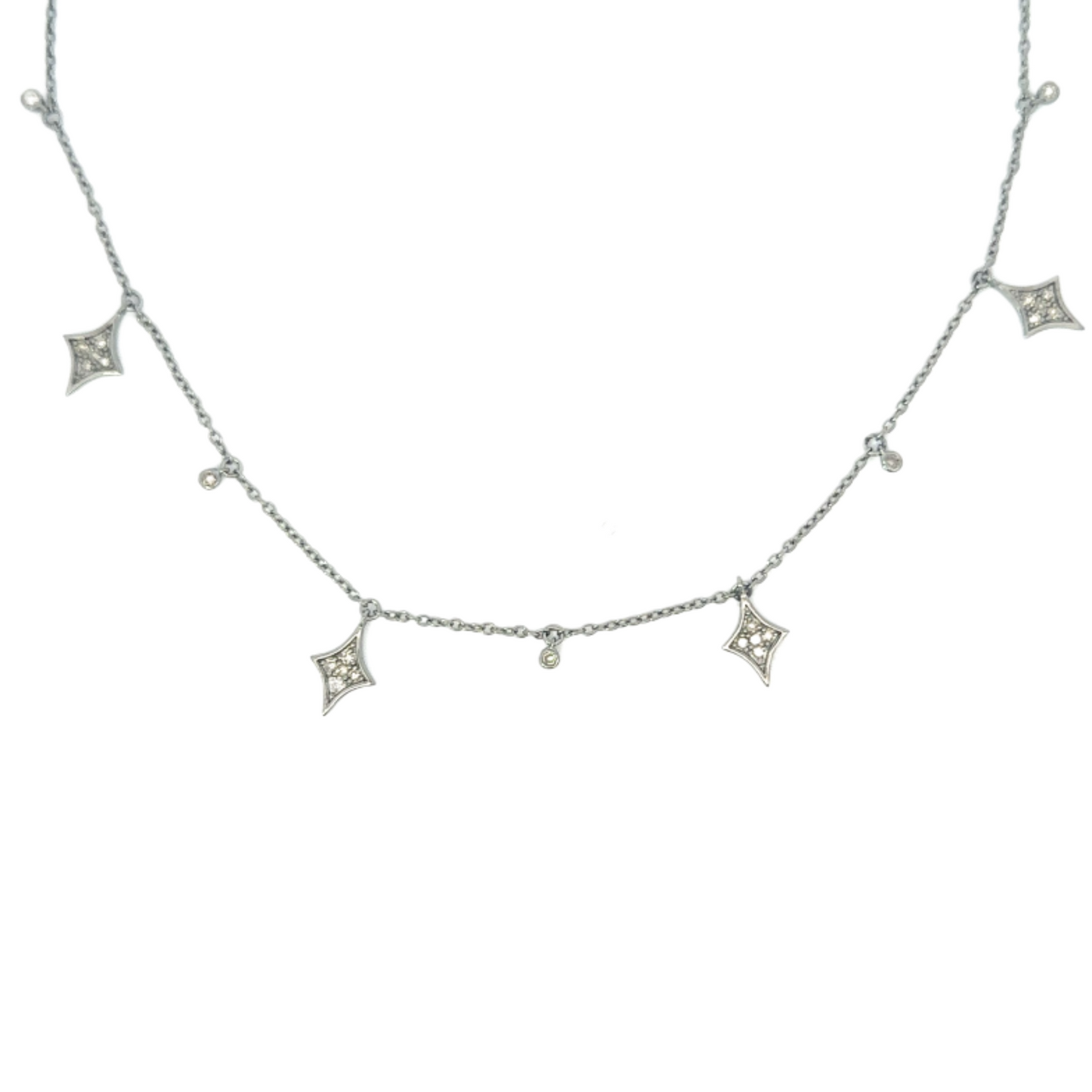 Kite and Bezeled Diamond Station Necklace