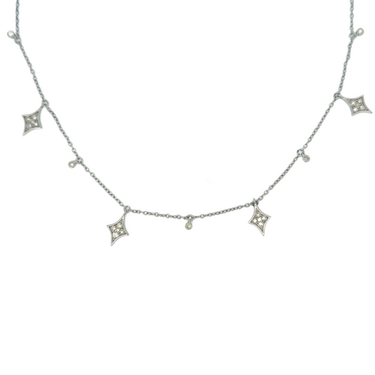 Kite and Bezeled Diamond Station Necklace