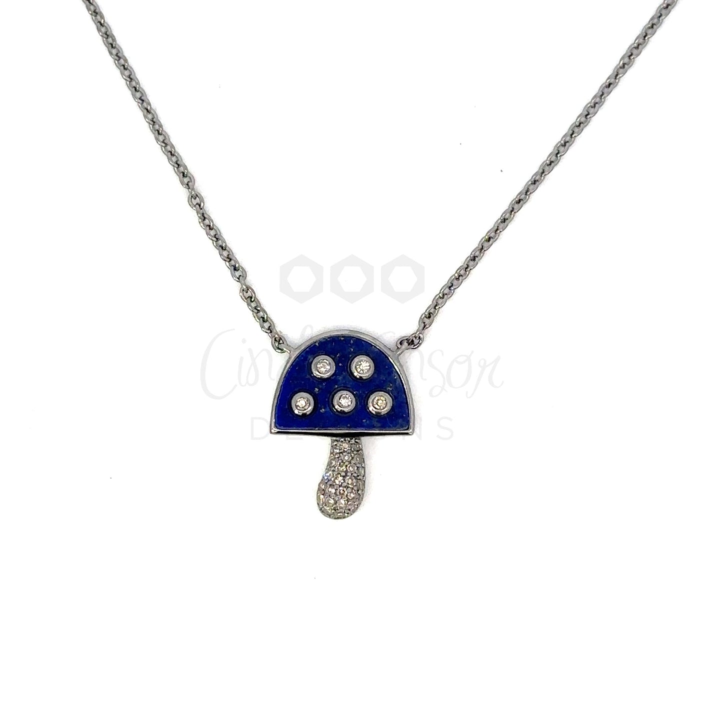 Enamel and Diamond Mushroom Necklace with Pave Stem