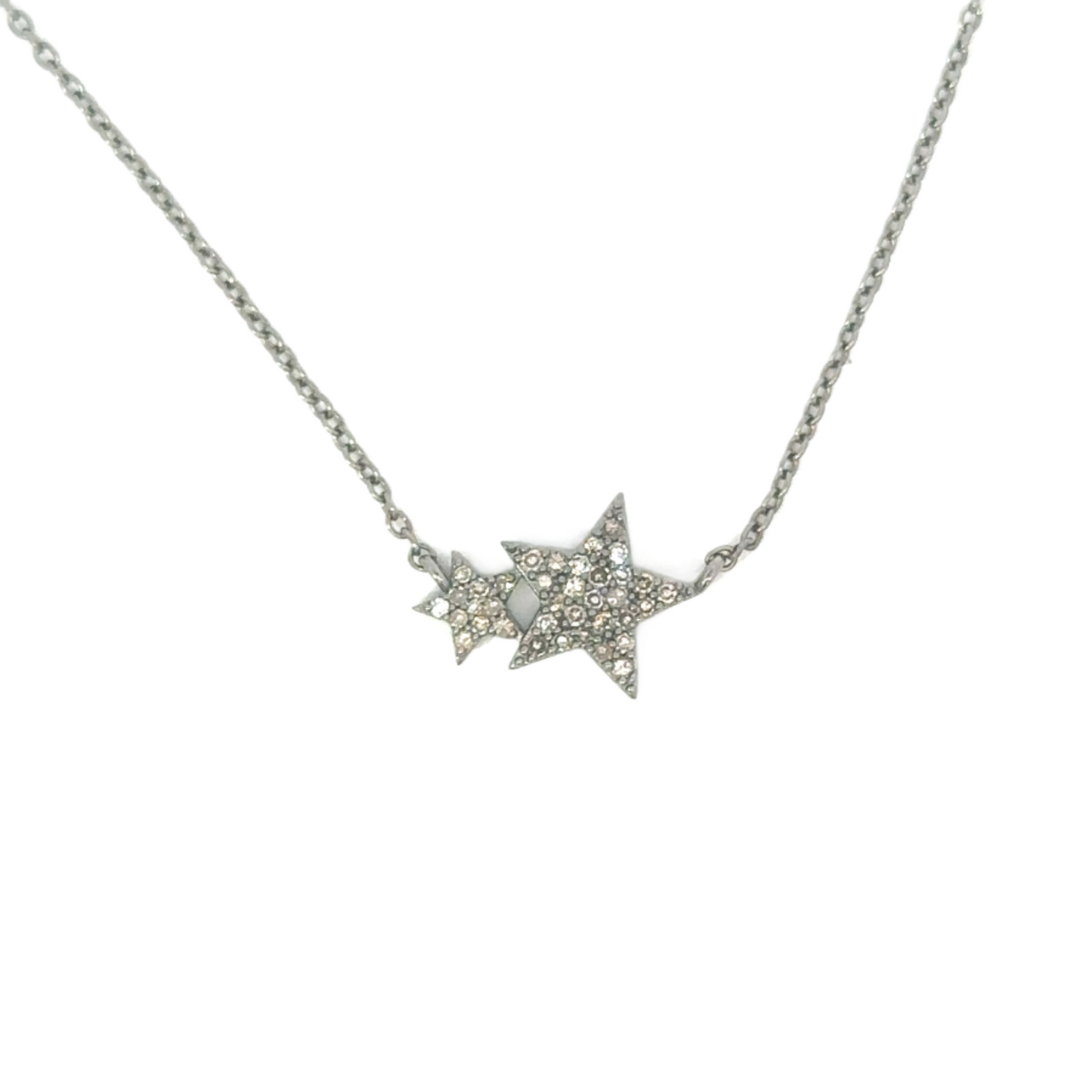 Pave Diamond Double Star Necklace