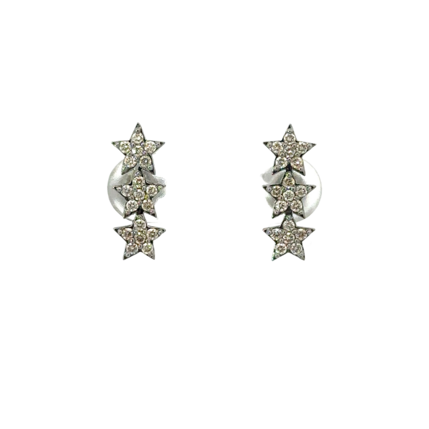 Sterling Pave Diamond Three Star Bar Stud