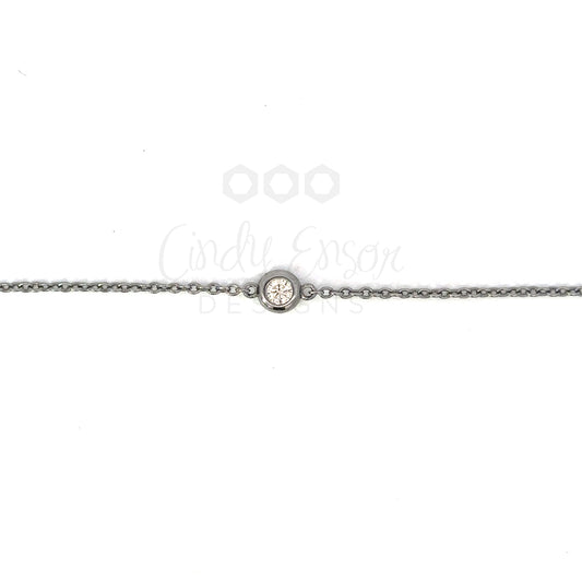 Sterling Single Bezeled Diamond Bracelet