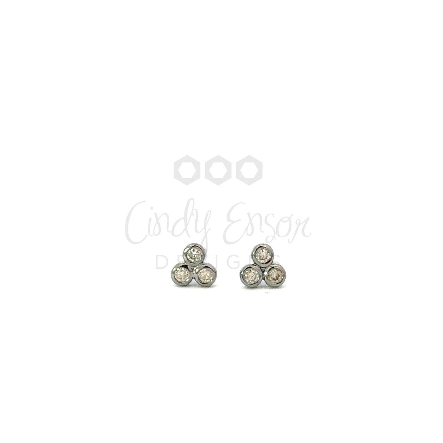 Trio Bezeled Diamond Cluster Stud Earring