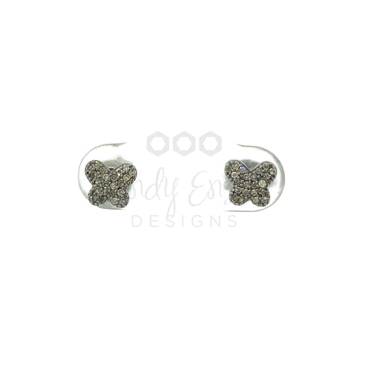 Pave Diamond Rounded Butterfly Stud